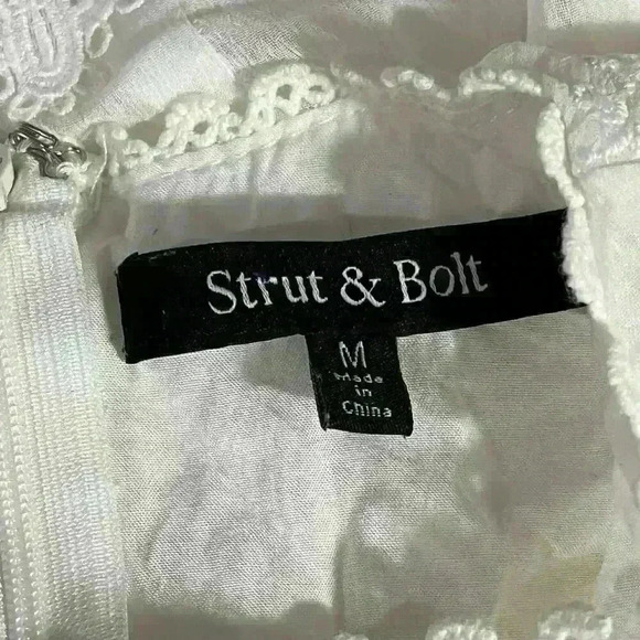 Strut & Bolt White Lace Long Sleeve Bell Sleeves Dress Size M - Picture 10 of 13